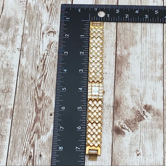 Vintage SOLITAIRE Jeweled Link Square Face Watch - Picture 6 of 11